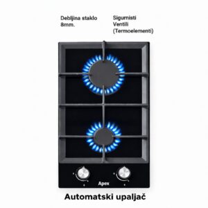 Apex Ugradna ploca sa dve ringle staklo - termoelement